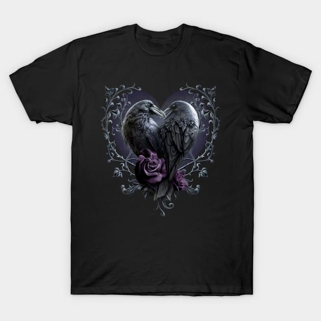 Raven Heart - Gothic Ravens - Spiral Original T-Shirt by The Full Moon Shop